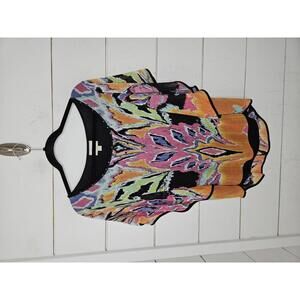 Beige by ECI large multicolored butterfly blouse